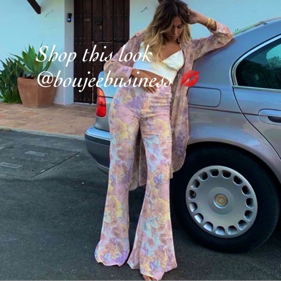 ZARA BNWT Floral Printed Flared Leg Pants - Picture 1 of 8
